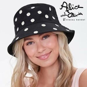 Alice + Olivia reversible bucket hat floral print and plain white